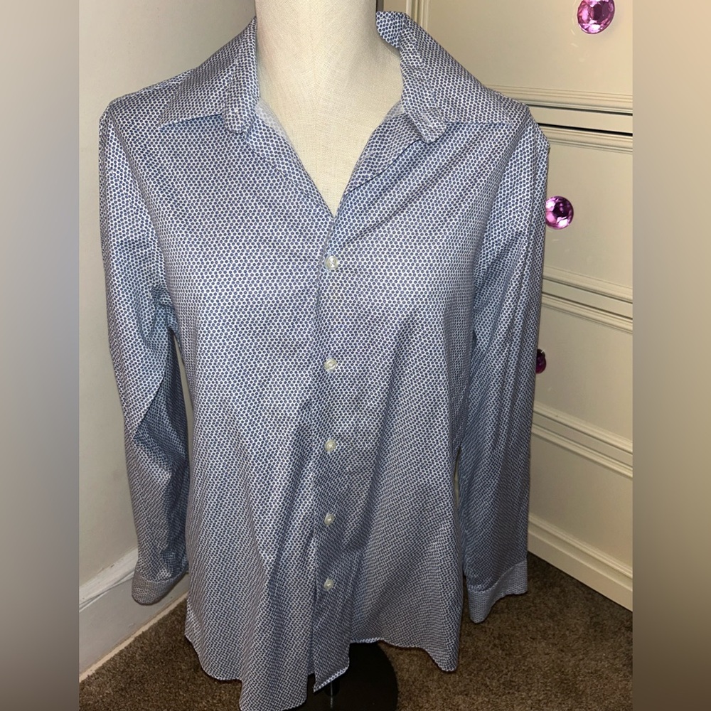 Calvin Klein Infinite Wrinkle Free Slim Fit Flex Collar Men's Navy Button Up M